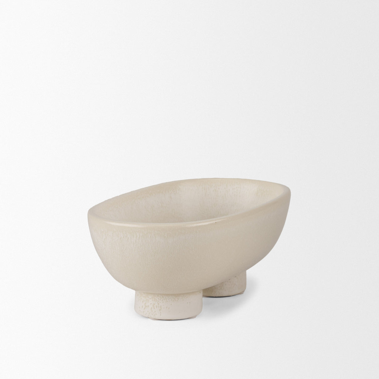 Tyren Cream Glazed Decorative Oblong Ceramic Bowl by Mercana at Eve Furniture