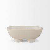 Tyren Cream Glazed Decorative Oblong Ceramic Bowl by Mercana at Eve Furniture