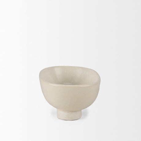 Tyren Cream Glazed Decorative Oblong Ceramic Bowl by Mercana at Eve Furniture