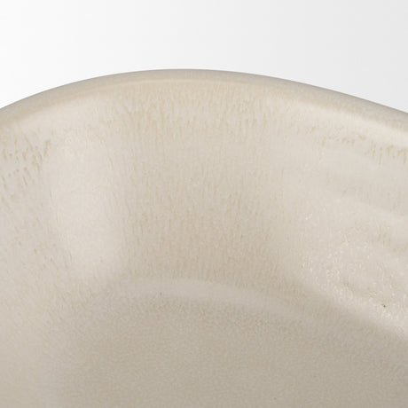 Tyren Cream Glazed Decorative Oblong Ceramic Bowl by Mercana at Eve Furniture