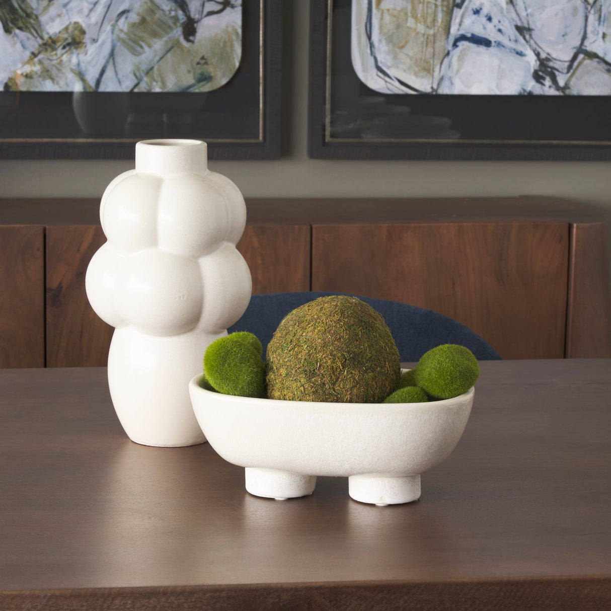 Tyren Cream Glazed Decorative Oblong Ceramic Bowl by Mercana at Eve Furniture