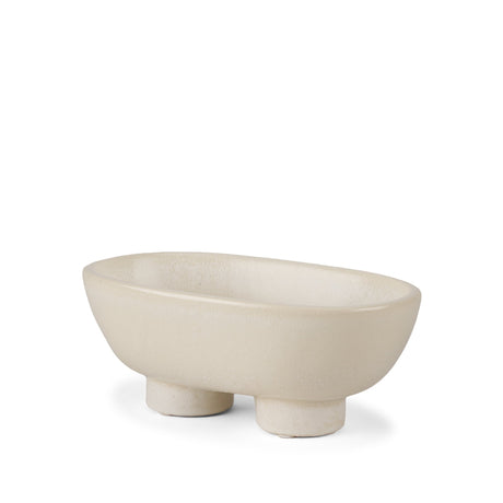 Tyren Cream Glazed Decorative Oblong Ceramic Bowl by Mercana at Eve Furniture