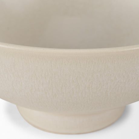 Tyren Cream Glazed Decorative Round Ceramic Bowl by Mercana at Eve Furniture