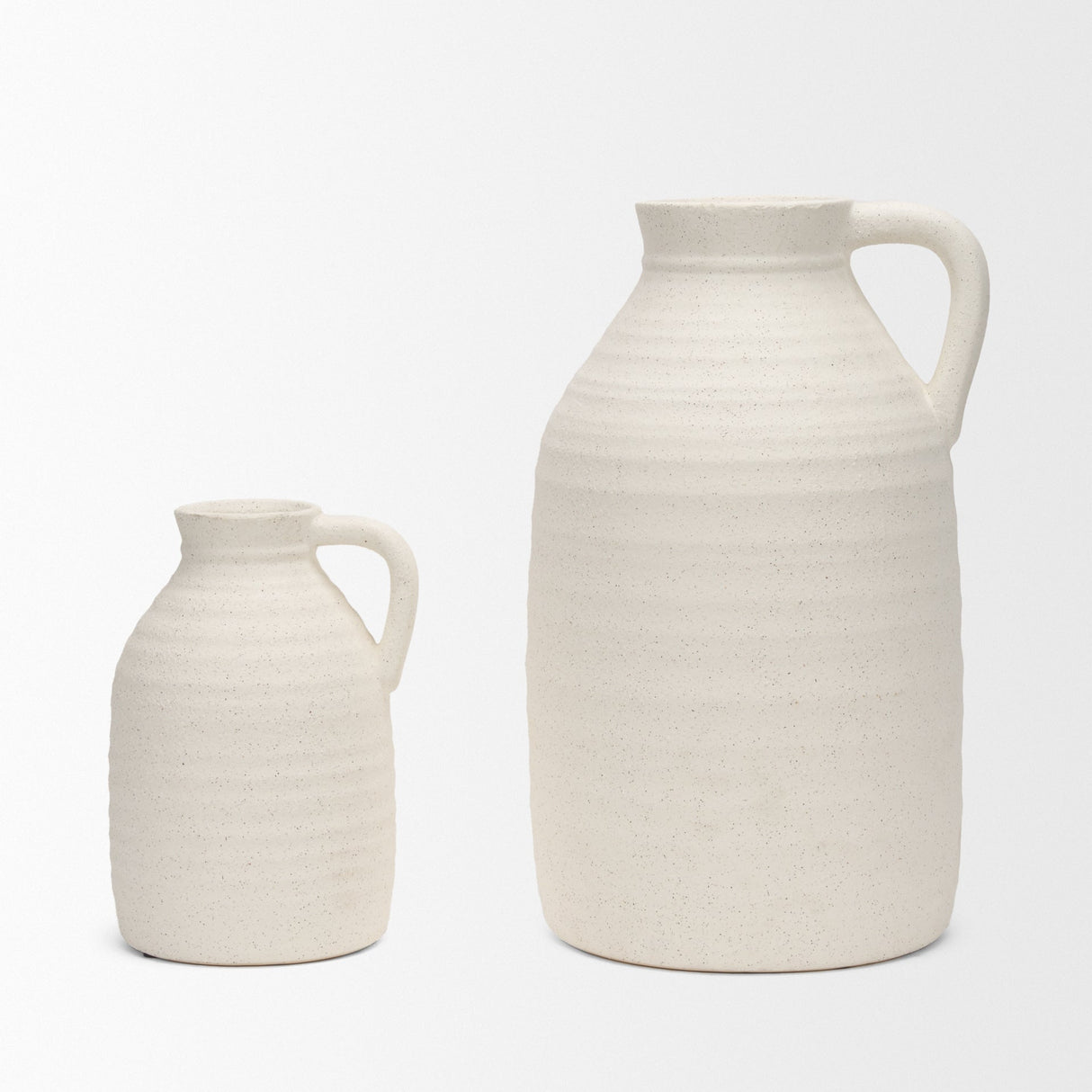 Tyrus Large Textured Matte White w/ Speckling Ceramic Vase by Mercana at Eve Furniture