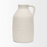 Tyrus Large Textured Matte White w/ Speckling Ceramic Vase by Mercana at Eve Furniture
