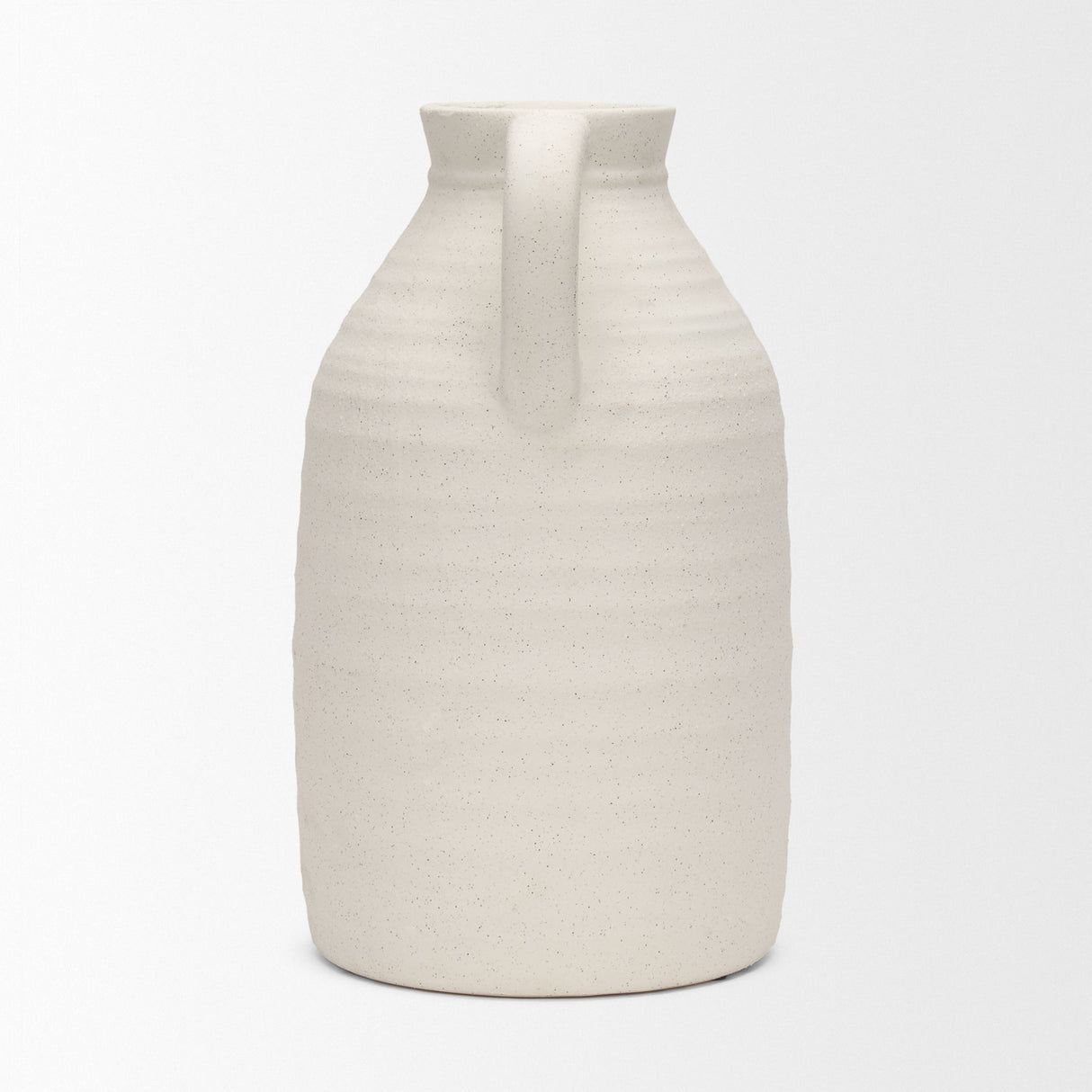 Tyrus Large Textured Matte White w/ Speckling Ceramic Vase by Mercana at Eve Furniture