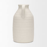 Tyrus Large Textured Matte White w/ Speckling Ceramic Vase by Mercana at Eve Furniture