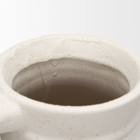 Tyrus Large Textured Matte White w/ Speckling Ceramic Vase by Mercana at Eve Furniture