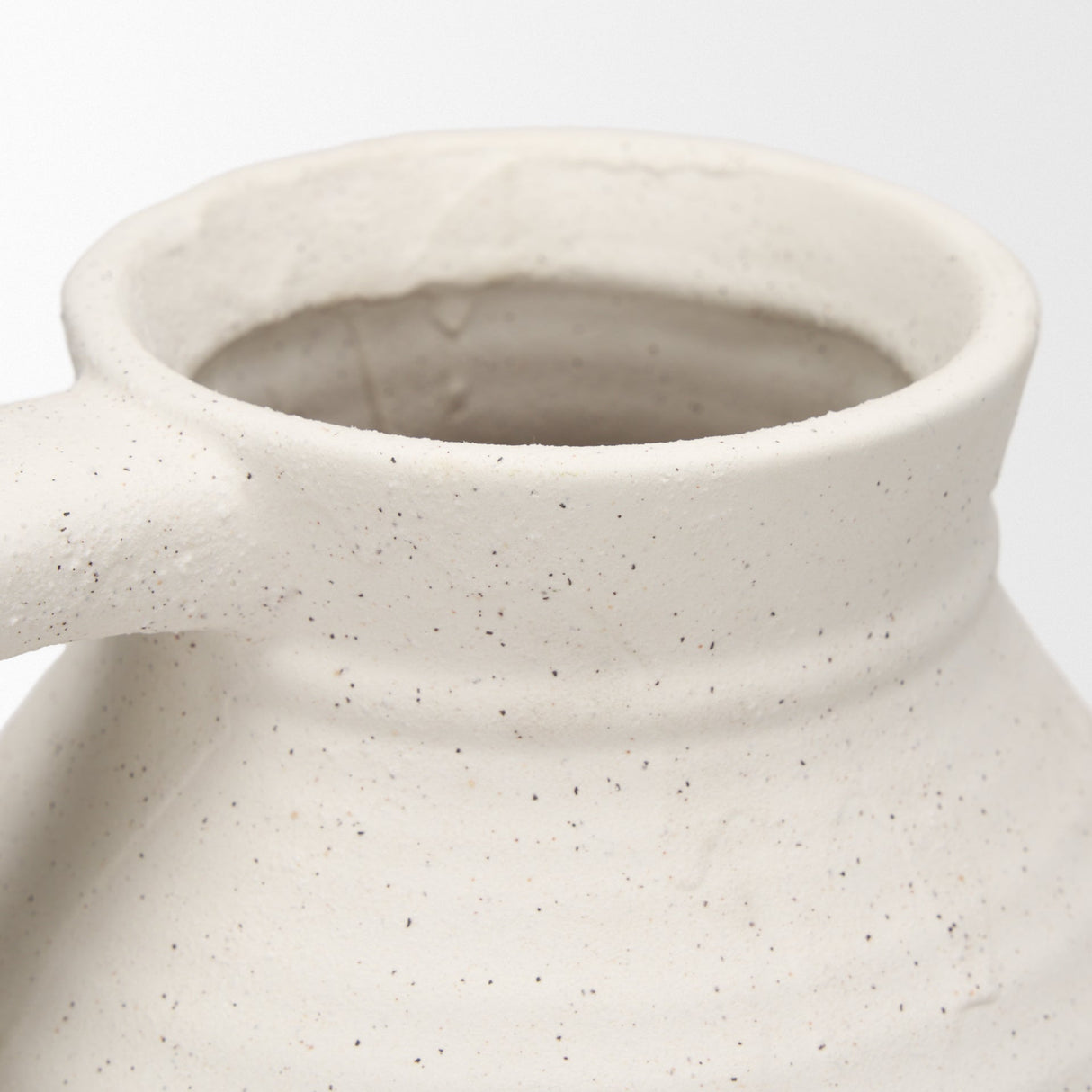 Tyrus Large Textured Matte White w/ Speckling Ceramic Vase by Mercana at Eve Furniture