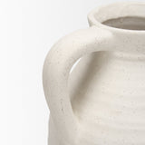 Tyrus Large Textured Matte White w/ Speckling Ceramic Vase by Mercana at Eve Furniture