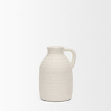 Tyrus Medium Textured Matte White w/ Speckling Ceramic Vase by Mercana at Eve Furniture