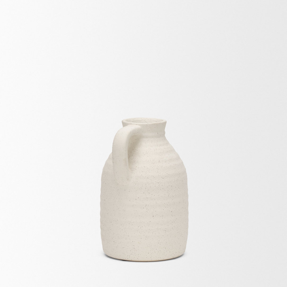 Tyrus Medium Textured Matte White w/ Speckling Ceramic Vase by Mercana at Eve Furniture