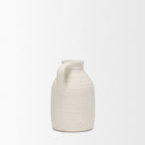 Tyrus Medium Textured Matte White w/ Speckling Ceramic Vase by Mercana at Eve Furniture
