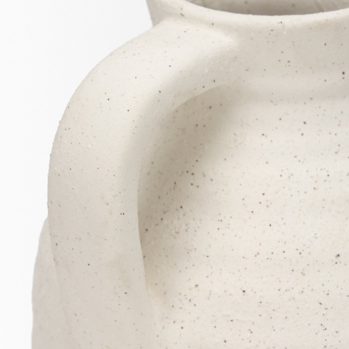 Tyrus Medium Textured Matte White w/ Speckling Ceramic Vase by Mercana at Eve Furniture