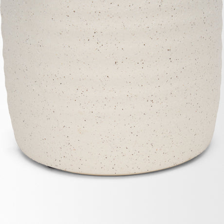 Tyrus Medium Textured Matte White w/ Speckling Ceramic Vase by Mercana at Eve Furniture