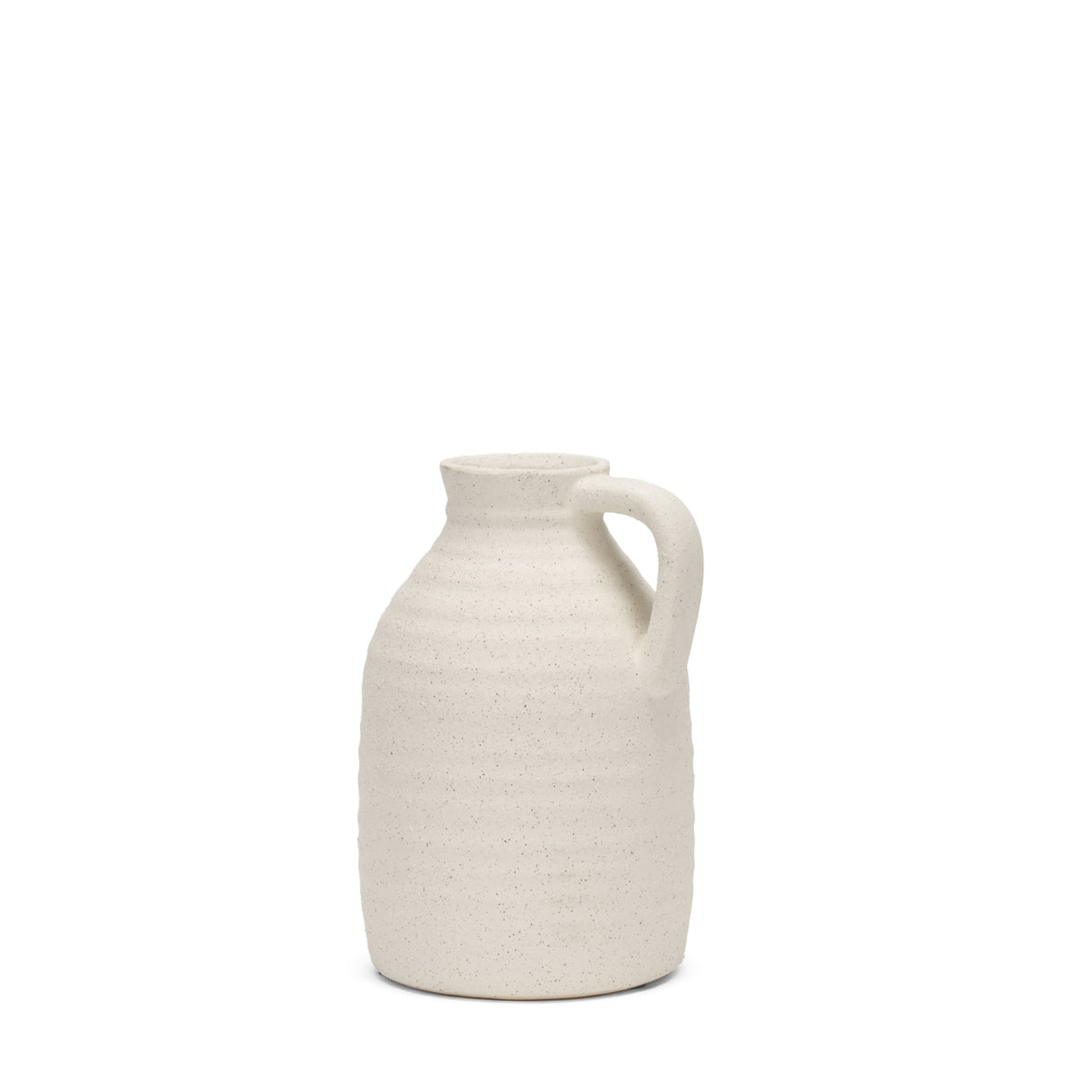 Tyrus Medium Textured Matte White w/ Speckling Ceramic Vase by Mercana at Eve Furniture