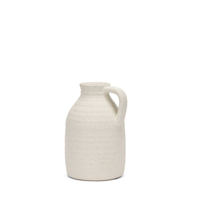 Tyrus Medium Textured Matte White w/ Speckling Ceramic Vase by Mercana at Eve Furniture