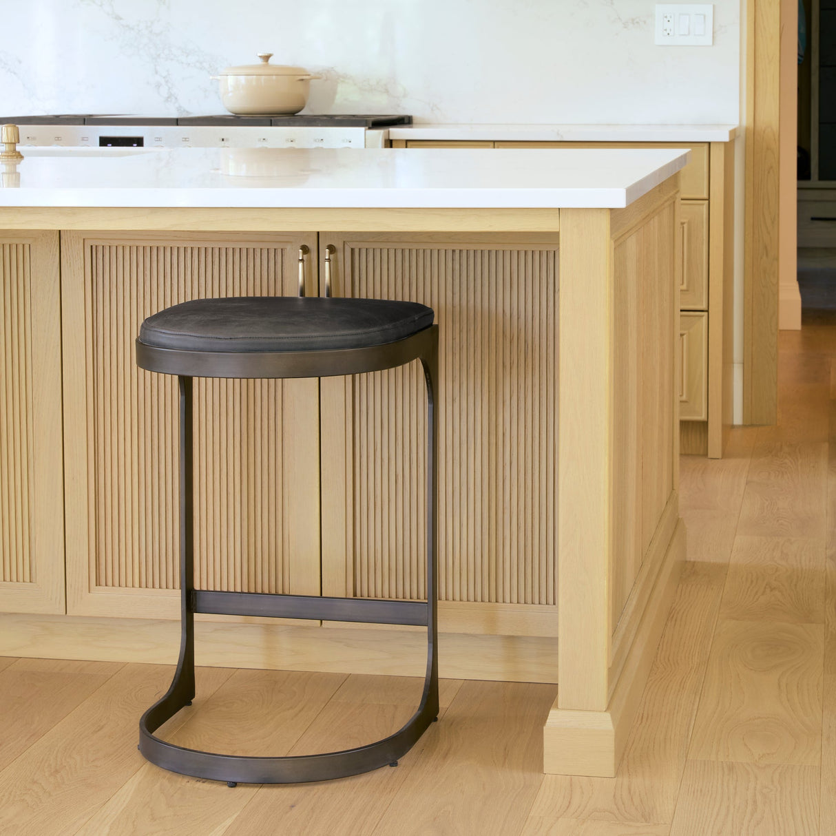 Tyson 17L x 18W x 28H Black Leather W/ Metal Frame Counter Stool by Mercana at Eve Furniture