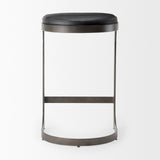 Tyson 17L x 18W x 28H Black Leather W/ Metal Frame Counter Stool by Mercana at Eve Furniture