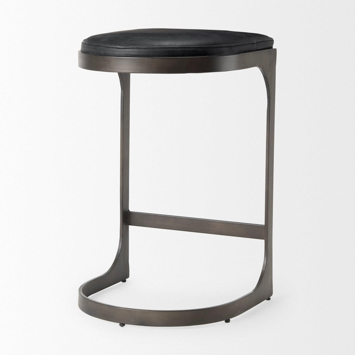 Tyson 17L x 18W x 28H Black Leather W/ Metal Frame Counter Stool by Mercana at Eve Furniture