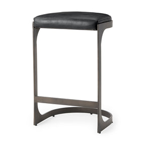 Tyson 17L x 18W x 28H Black Leather W/ Metal Frame Counter Stool by Mercana at Eve Furniture