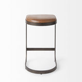 Tyson 17L x 18W x 28H Brown Leather W/ Metal Frame Counter Stool by Mercana at Eve Furniture