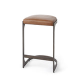 Tyson 17L x 18W x 28H Brown Leather W/ Metal Frame Counter Stool by Mercana at Eve Furniture