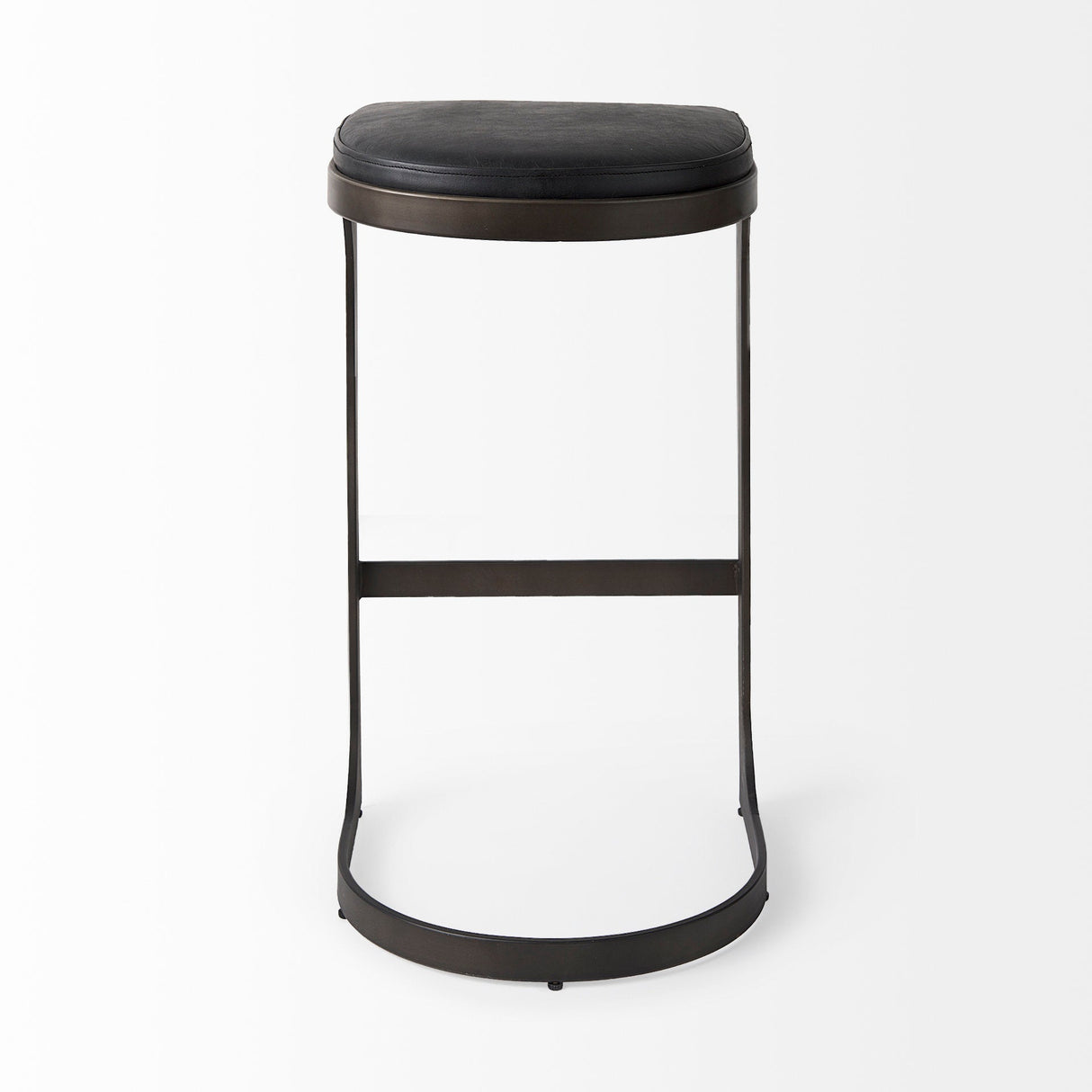 Tyson 17L x 18W x 31H Black Leather W/ Metal Frame Bar Stool by Mercana at Eve Furniture