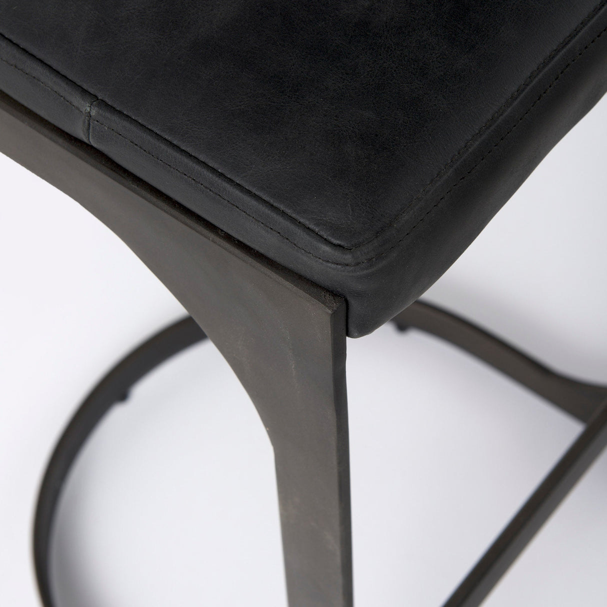Tyson 17L x 18W x 31H Black Leather W/ Metal Frame Bar Stool by Mercana at Eve Furniture