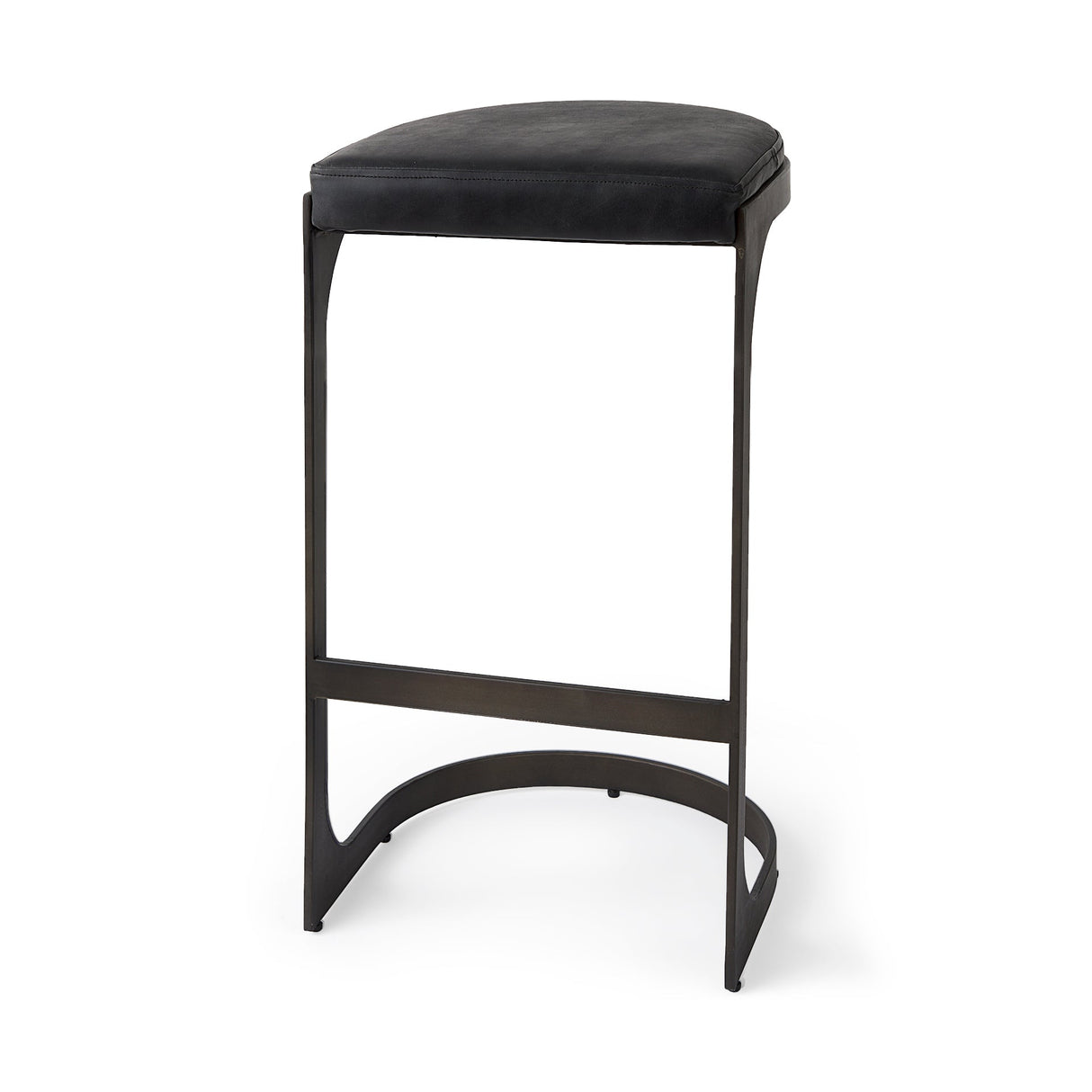 Tyson 17L x 18W x 31H Black Leather W/ Metal Frame Bar Stool by Mercana at Eve Furniture