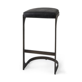 Tyson 17L x 18W x 31H Black Leather W/ Metal Frame Bar Stool by Mercana at Eve Furniture