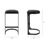 Tyson Black Leather W/ Metal Frame Bar Stool by Mercana at Eve Furniture