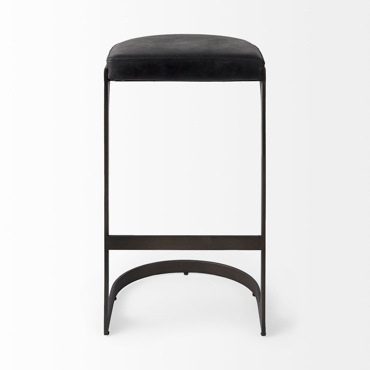Tyson Black Leather W/ Metal Frame Bar Stool by Mercana at Eve Furniture