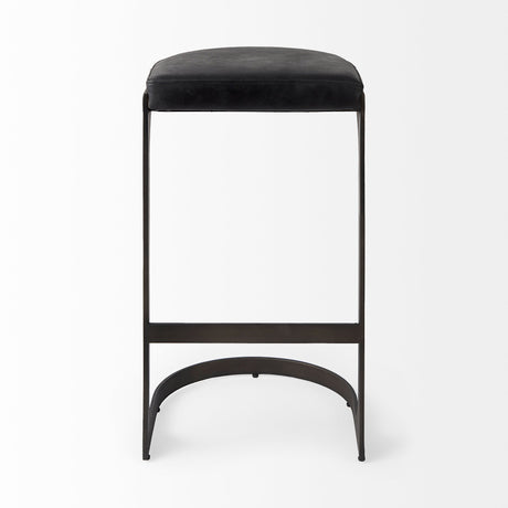 Tyson Black Leather W/ Metal Frame Bar Stool by Mercana at Eve Furniture