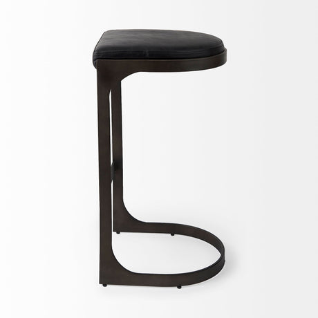Tyson Black Leather W/ Metal Frame Bar Stool by Mercana at Eve Furniture