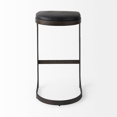 Tyson Black Leather W/ Metal Frame Bar Stool by Mercana at Eve Furniture