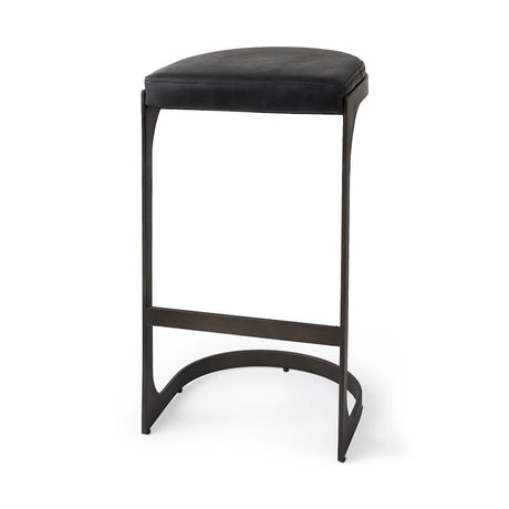 Tyson Black Leather W/ Metal Frame Bar Stool by Mercana at Eve Furniture