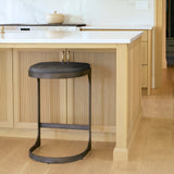 Tyson Black Leather W/ Metal Frame Counter Stool by Mercana at Eve Furniture