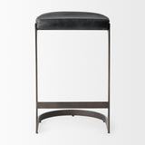 Tyson Black Leather W/ Metal Frame Counter Stool by Mercana at Eve Furniture