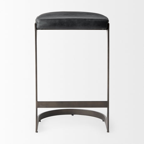 Tyson Black Leather W/ Metal Frame Counter Stool by Mercana at Eve Furniture