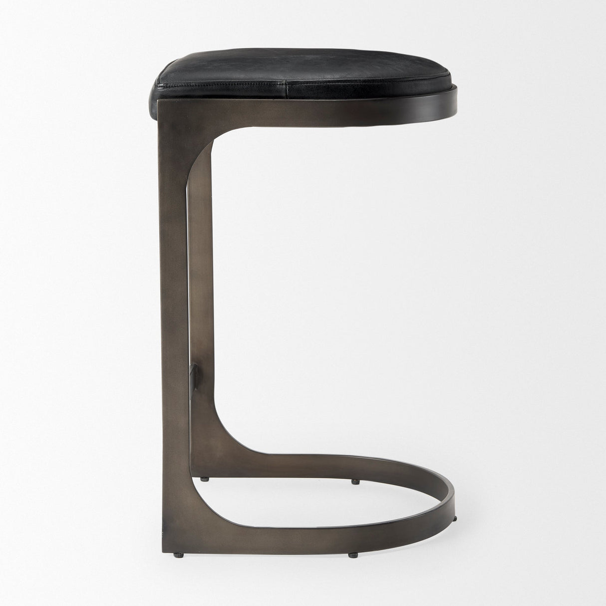 Tyson Black Leather W/ Metal Frame Counter Stool by Mercana at Eve Furniture