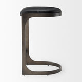 Tyson Black Leather W/ Metal Frame Counter Stool by Mercana at Eve Furniture
