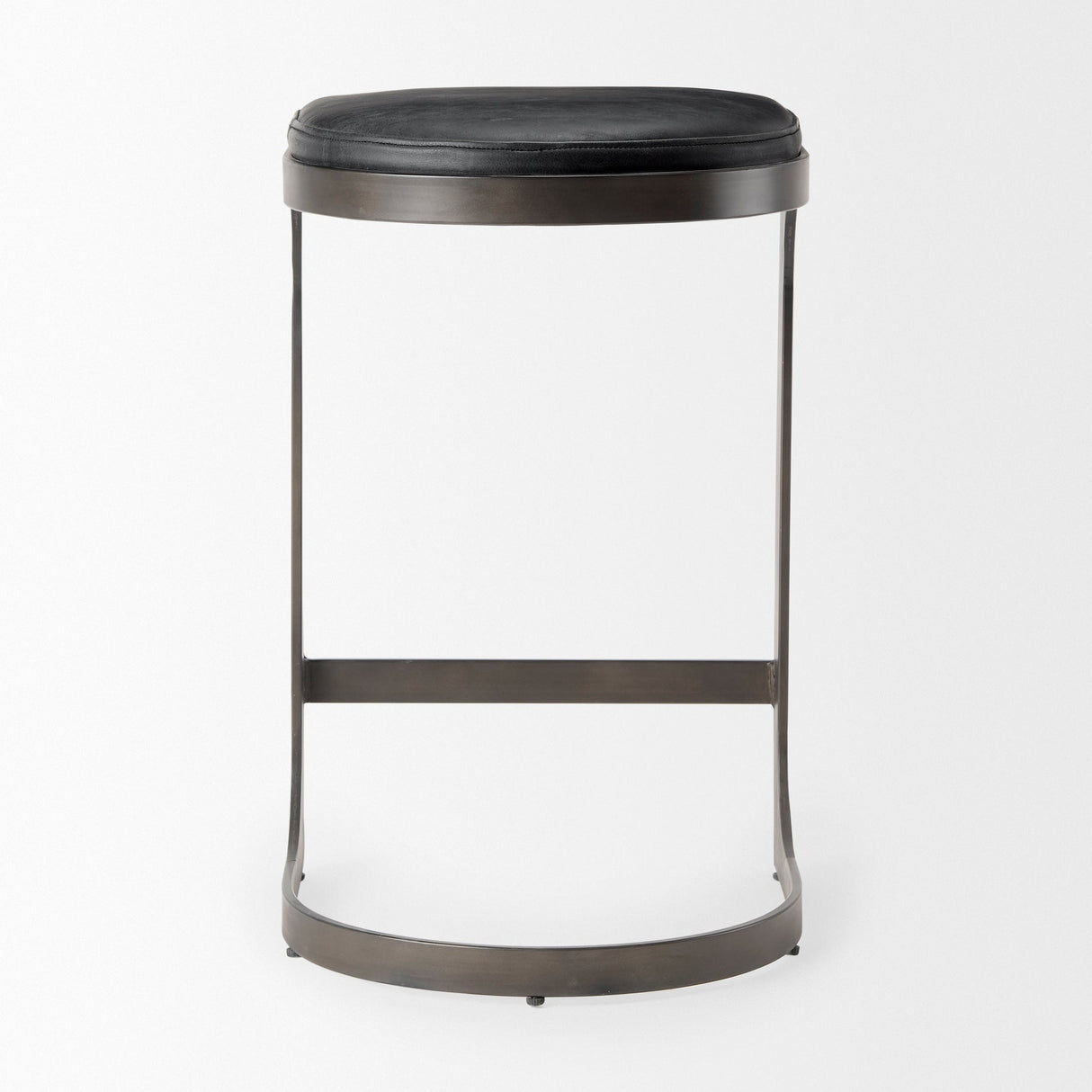 Tyson Black Leather W/ Metal Frame Counter Stool by Mercana at Eve Furniture