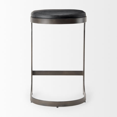 Tyson Black Leather W/ Metal Frame Counter Stool by Mercana at Eve Furniture