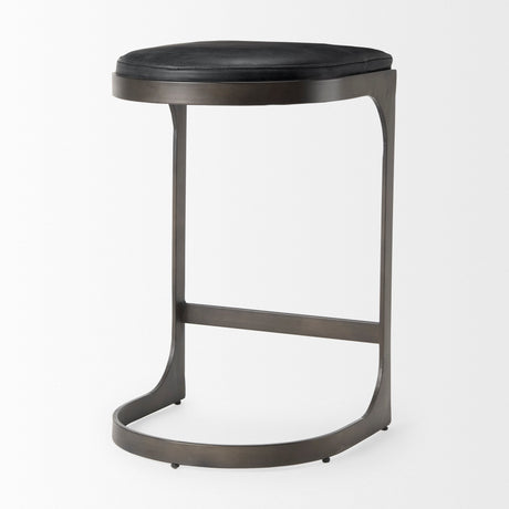 Tyson Black Leather W/ Metal Frame Counter Stool by Mercana at Eve Furniture