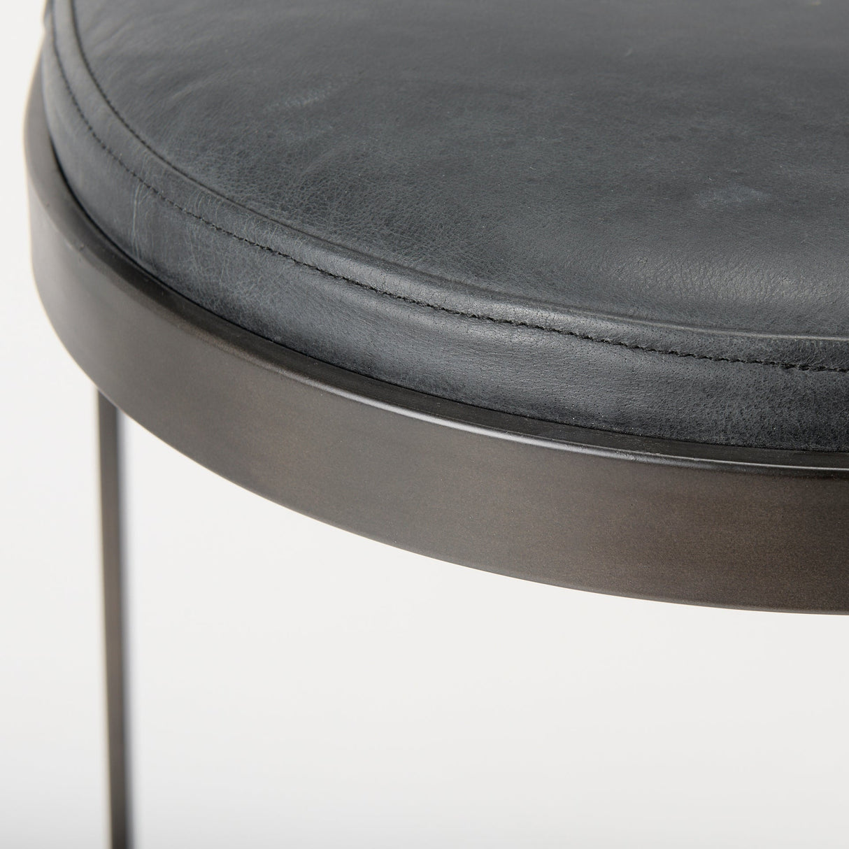 Tyson Black Leather W/ Metal Frame Counter Stool by Mercana at Eve Furniture