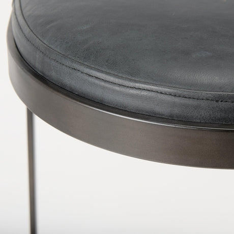 Tyson Black Leather W/ Metal Frame Counter Stool by Mercana at Eve Furniture