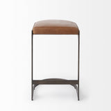 Tyson Brown Leather W/ Metal Frame Counter Stool by Mercana at Eve Furniture
