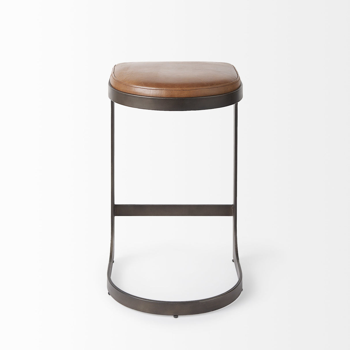 Tyson Brown Leather W/ Metal Frame Counter Stool by Mercana at Eve Furniture