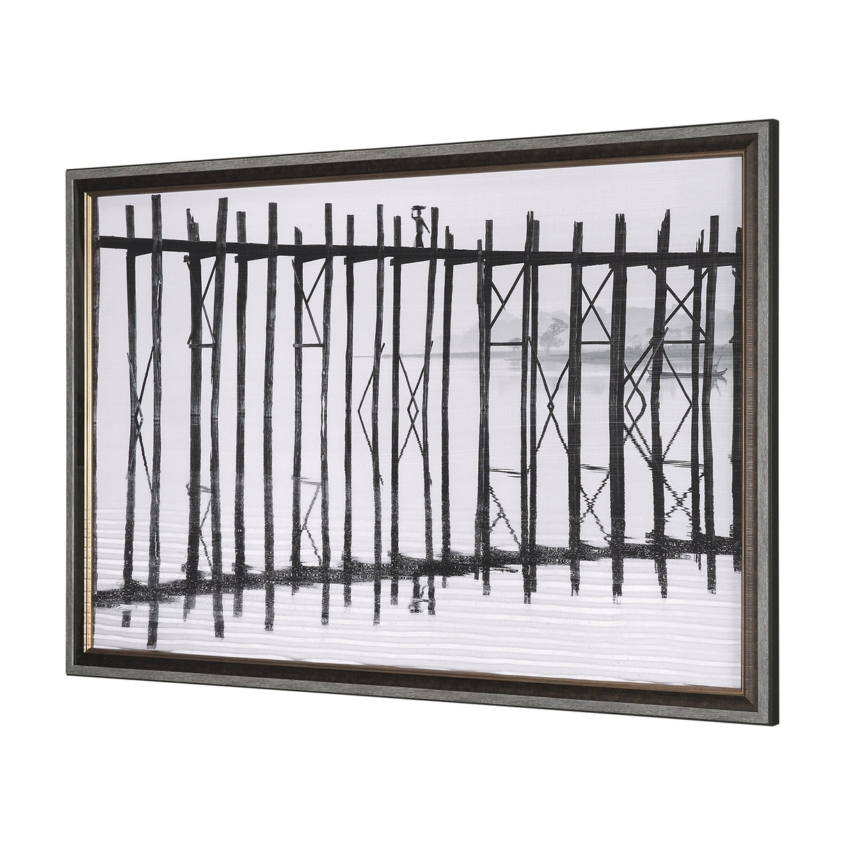 U Bein Bridge by Mercana Studio a Hand Embellished Textured Framed Photo Art Print Matted under Glas by Mercana at Eve Furniture